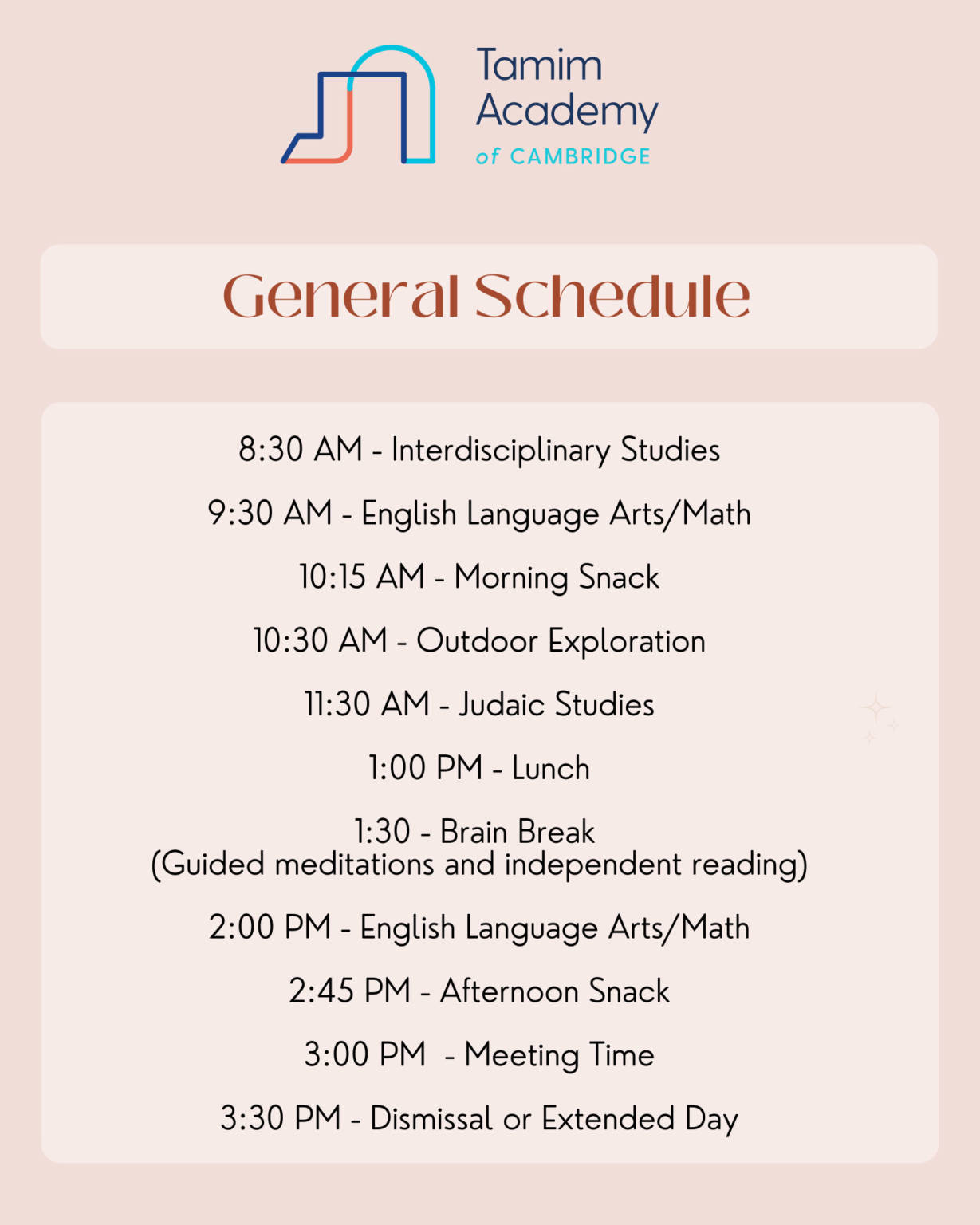 Sample Schedule Tamim Academy Cambridge